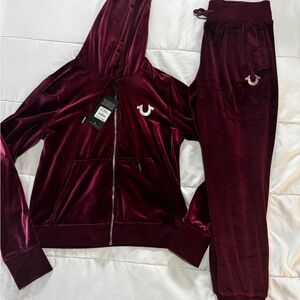 True religion Burgundy Velour Tracksuit